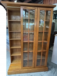 原木色．4.6尺．雙層滑門．書櫃