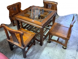 檜木．泡茶桌椅組。一桌四椅